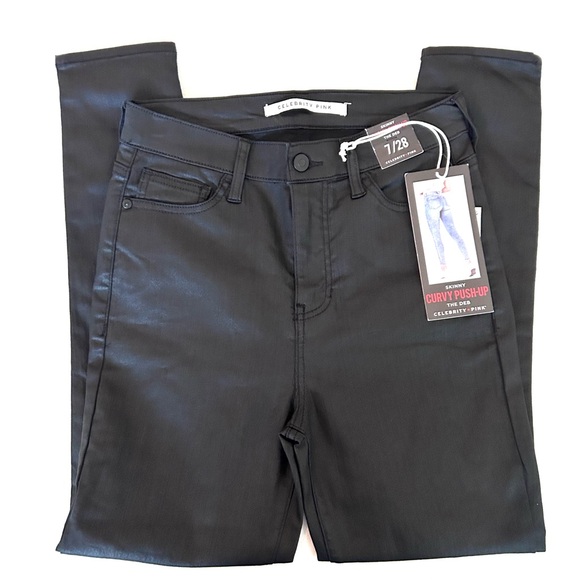 Curvy Black High Rise Skinny Celebrity Pink Jeans Size 7/28 - Picture 3 of 6